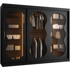 Ντουλάπα Συρόμενη Με Φως Led Bahrajn III 163054879 250x62x200cm Black