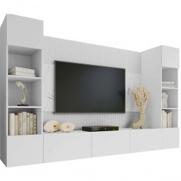 TV Composition Deromi Plus 162783919 260x38x150cm Marble Effect White WHITE