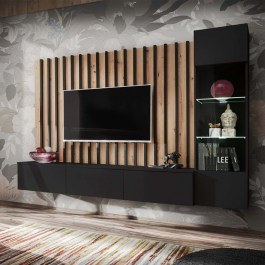TV Composition Verona 163052979 220x35x148cm Black-Natural BLACK