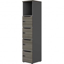 Συρταριέρα Γραφείου QuatroLock 162835399 40x45x187cm Black-Dark Brown BLACK-BROWN