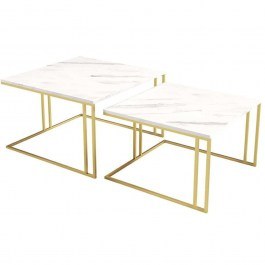 Ζιγκόν Astro (Σετ 2Τμχ) 162746049 76x76x50/66x66x45cm Marble Effect White-Gold WHITE-GOLD