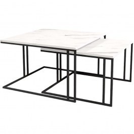 Ζιγκόν Astro (Σετ 2Τμχ) 162745949 76x76x50/66x66x45cm Marble Effect White-Black WHITE