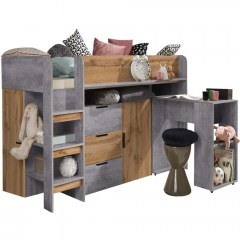 Κρεβάτι Κουκέτα Konkret I (Για Στρώμα 90x200cm) 162608129 204x107x125cm Natural-Grey