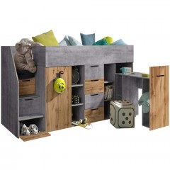 Κρεβάτι Κουκέτα Konkret III (Για Στρώμα 90x200cm) 162608179 249x180x123cm Natural-Grey