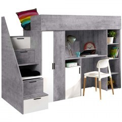 Κρεβάτι Κουκέτα Konkret XIV (Για Στρώμα 90x200cm) 162608239 247x120x165cm Grey-White