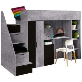 Κρεβάτι Κουκέτα Konkret XIV (Για Στρώμα 90x200cm) 162608259 247x120x165cm Grey-Black GREY-BLACK