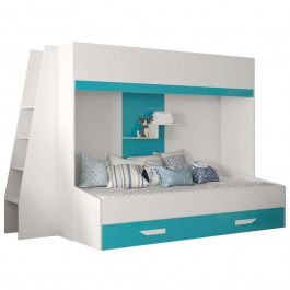 Κρεβάτι Κουκέτα Party XVII (Για Στρώματα 90x200/90x195cm) 162600519 230x135x165cm White-Turquoise WHITE-TURKUAZ