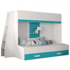 Κρεβάτι Κουκέτα Party XVII (Για Στρώματα 90x200/90x195cm) 162600519 230x135x165cm White-Turquoise