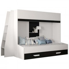 Κρεβάτι Κουκέτα Party XVII (Για Στρώματα 90x200/90x195cm) 162600539 230x135x165cm White-Black