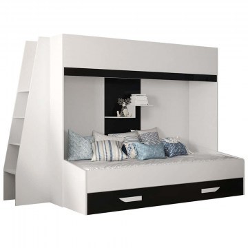 Κρεβάτι Κουκέτα Party XVII (Για Στρώματα 90x200/90x195cm) 162600539 230x135x165cm White-Black