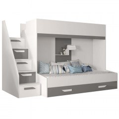 Κρεβάτι Κουκέτα Party XVI (Για Στρώματα 90x200/90x195cm) 162600489 247x135x165cm White-Grey