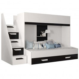 Κρεβάτι Κουκέτα Party XVI (Για Στρώματα 90x200/90x195cm) 162600479 247x135x165cm White-Black WHITE-BLACK