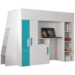 Κρεβάτι Κουκέτα Party XV (Για Στρώμα 90x200cm) 162600339 230x95x165cm White-Turquoise WHITE-TURKUAZ