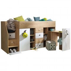 Κρεβάτι Κουκέτα Με Στρώμα Smart III (90x200cm) 162608039 248,5x93x123cm Natural-White