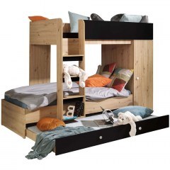 Κρεβάτι Κουκέτα Smart II (Για Στρώματα 90x200/85x200cm) 162607339 254,4x94,4x165cm Natural-Black