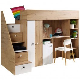 Κρεβάτι Κουκέτα Smart XIV (Για Στρώμα 90x200cm) 162608089 247x120x165cm Natural-White NATURAL-WHITE