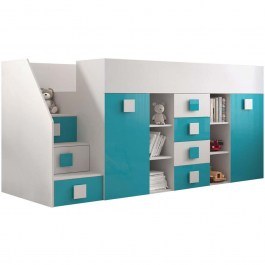 Κρεβάτι Κουκέτα Toledo III (Για Στρώμα 90x200cm) 162601759 248,5x93x123cm White-Turquoise WHITE-TURKUAZ