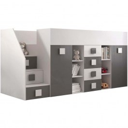 Κρεβάτι Κουκέτα Toledo III (Για Στρώμα 90x200cm) 162601799 248,5x93x123cm White-Grey GREY-WHITE