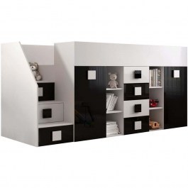 Κρεβάτι Κουκέτα Toledo III (Για Στρώμα 90x200cm) 162601779 248,5x93x123cm White-Black WHITE-BLACK