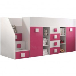 Κρεβάτι Κουκέτα Toledo III (Για Στρώμα 90x200cm) 162601819 248,5x93x123cm White-Pink WHITE-PINK