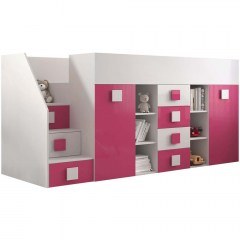 Κρεβάτι Κουκέτα Toledo III (Για Στρώμα 90x200cm) 162601819 248,5x93x123cm White-Pink