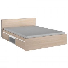 Bed With Storage Space Logan (For Mattress 140x190cm) 162643939 147,8x212x70cm Natural-White
