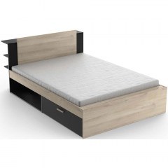 Bed With Storage Space Sett (For Mattress 140x190/200cm) 162587299 144,7x227x87,7cm Natural-Black