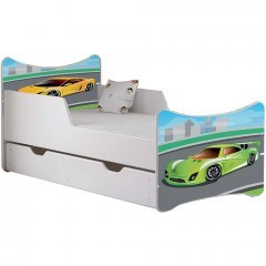 Κρεβάτι Παιδικό Με Αποθηκευτικό Χώρο & Στρώμα Car (80x160cm) 162753189 84x164x80cm Multi