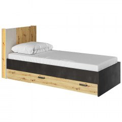 Κρεβάτι Με Φως Led Qubic (Για Στρώμα 90x200cm) 162717269 96x217x100cm Natural-Black