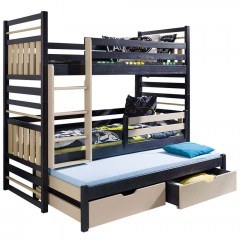 Κρεβάτι Κουκέτα Hipolit L (Για Στρώματα 90x200/90x190cm) 162349399 97x210x175cm Wenge-Cappuccino