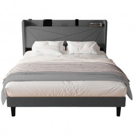 Κρεβάτι Με Usb Ambrey (Για Στρώμα 160x200cm) 162885219 160x208x107cm Grey GREY