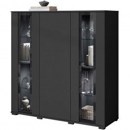 Βιτρίνα Με Φως Led Caro 162897679 120x40x122cm Black BLACK
