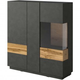 Βιτρίνα Selki Plus 16827759 130x40x139cm Anthracite-Natural ANTHRACITE