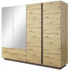 Ντουλάπα Τετράφυλλη Με Καθρέπτη Arcan 161356199 220x54x202,4cm Natural-Grey