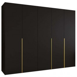 Five-Leaf Wardrobe Alicante 163055589 250x52x202cm Black-Gold BLACK