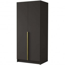 Double-Leaf Wardrobe Bono 162786289 100x58x215cm Black-Gold BLACK