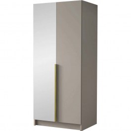 Ντουλάπα Δίφυλλη Με Καθρέπτη Bono II 162786379 100x58x215cm Grey-Gold GREY