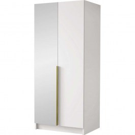 Ντουλάπα Δίφυλλη Με Καθρέπτη Bono II 162786399 100x58x215cm White-Gold WHITE