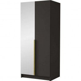Ντουλάπα Δίφυλλη Με Καθρέπτη Bono II 162786419 100x58x215cm Black-Gold BLACK