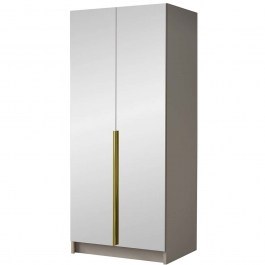 Double-Leaf Wardrobe With Mirror Bono III 162786449 100x58x215cm Grey-Gold GREY