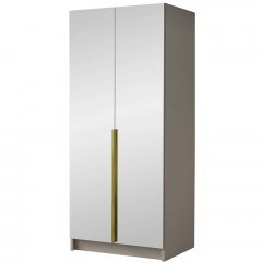 Double-Leaf Wardrobe With Mirror Bono III 162786449 100x58x215cm Grey-Gold