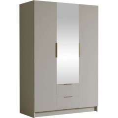 Three-Leaf Wardrobe With Mirror Calwi II 163048959 150x60x216cm Cashmere-Gold