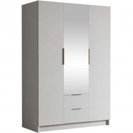 Three-Leaf Wardrobe With Mirror Calwi II 163048939 150x60x216cm White-Gold WHITE