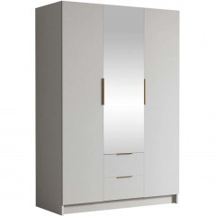 Three-Leaf Wardrobe With Mirror Calwi II 163048939 150x60x216cm White-Gold