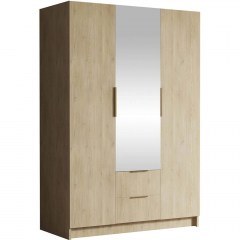 Three-Leaf Wardrobe With Mirror Calwi II 163048969 150x60x216cm Natural-Gold