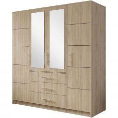 Four-Leaf Wardrobe With Mirror Bali 161653639 196x58x200cm Natural