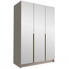 Three-Leaf Wardrobe With Mirror Calia III 162786689 150x58x215cm Grey-Gold