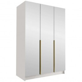 Three-Leaf Wardrobe With Mirror Calia III 162786719 150x58x215cm White-Gold WHITE