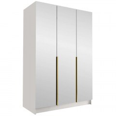 Three-Leaf Wardrobe With Mirror Calia III 162786719 150x58x215cm White-Gold