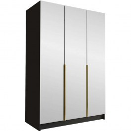 Three-Leaf Wardrobe With Mirror Calia III 162786739 150x58x215cm Black-Gold BLACK